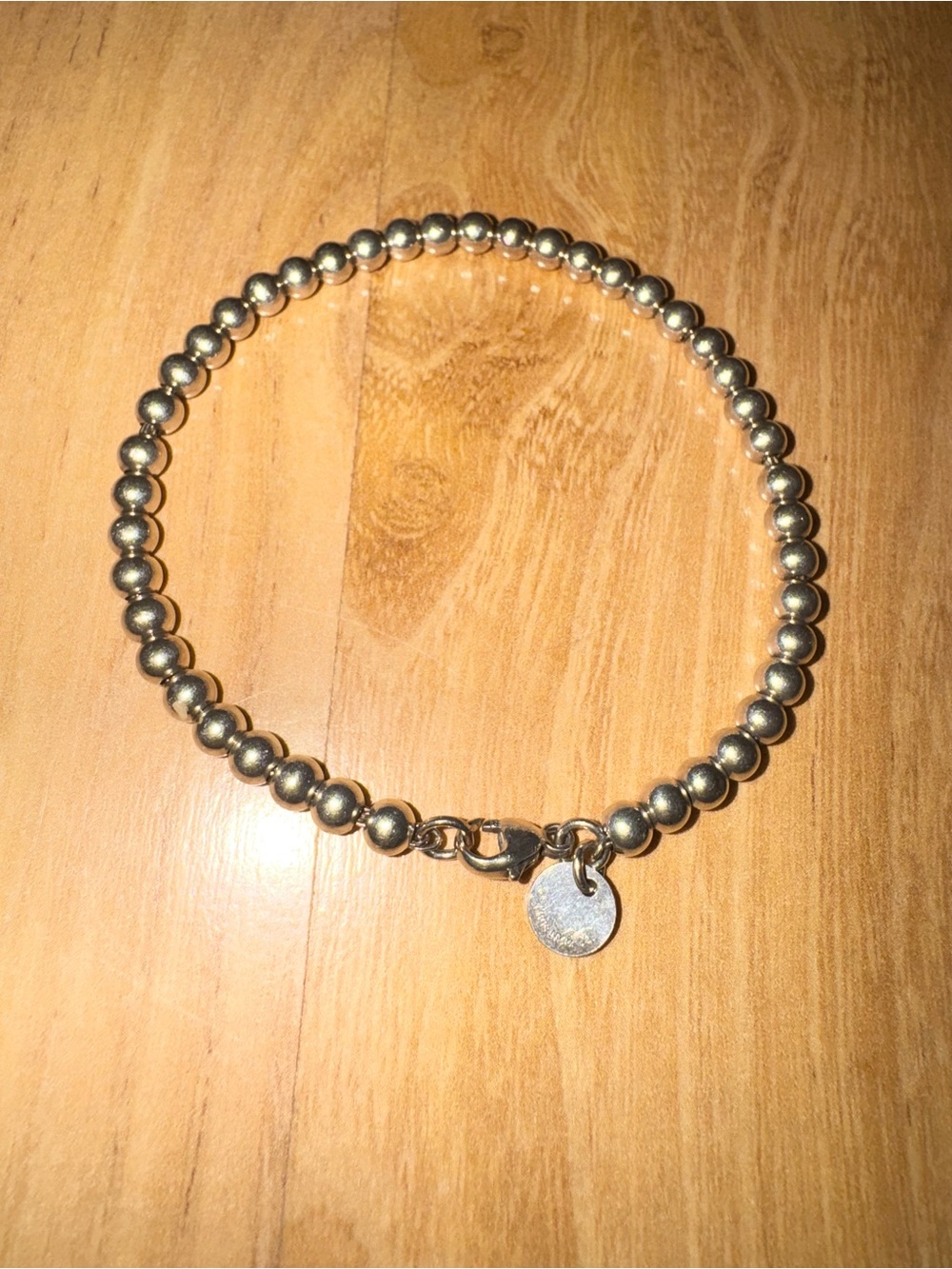 Tiffany and Co Beaded Sterling Silver Bracelet NO CHARM